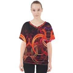 Background Fractal Abstract V-neck Dolman Drape Top by Hannah976