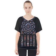 Rosette Cathedral V-neck Dolman Drape Top by Hannah976
