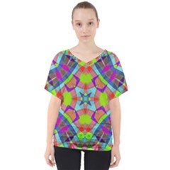 Farbenpracht Kaleidoscope Pattern V-neck Dolman Drape Top by Hannah976