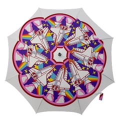 Badge Patch Pink Rainbow Rocket Hook Handle Umbrellas (small) by Sarkoni