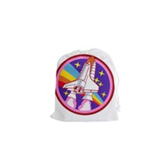 Badge Patch Pink Rainbow Rocket Drawstring Pouch (xs) by Sarkoni