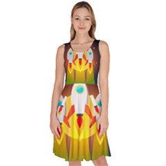 Rocket Take Off Missiles Cosmos Knee Length Skater Dress With Pockets by Sarkoni