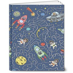 Cat Cosmos Cosmonaut Rocket 8  X 10  Hardcover Notebook by Grandong
