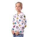 Dog Paw Seamless Pattern Footprint Bone Kids  Long Sleeve T-Shirt with Frill  View2
