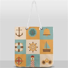 Nautical Elements Collection Full Print Rope Handle Tote (large) by Grandong