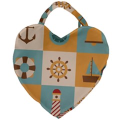Nautical Elements Collection Giant Heart Shaped Tote by Grandong