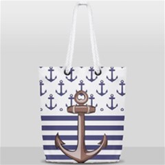 Anchor Background Design Full Print Rope Handle Tote (small) by Apen