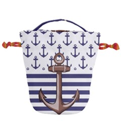 Anchor Background Design Drawstring Bucket Bag by Apen