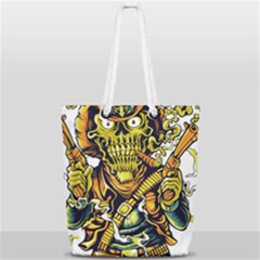 Cowboy Skeleton With Gun Illustration Full Print Rope Handle Tote (small) by Sarkoni