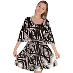 Hip Hop Music Drawing Art Graffiti Velour Kimono Dress by Sarkoni