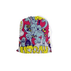 Fresh Urban Cartoon Monster Illustration Cartoon Character Text Drawstring Pouch (medium) by Sarkoni