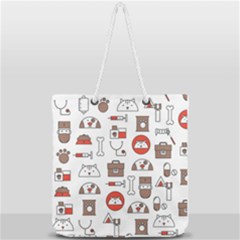 Vector Thin Line Art Vet Seamless Pattern Full Print Rope Handle Tote (large) by Bedest
