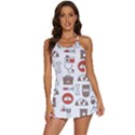 Vector Thin Line Art Vet Seamless Pattern 2-in-1 Flare Activity Dress View1