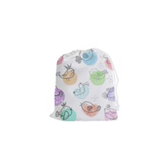 Cartoon Bird Cute Doodle Bird Drawstring Pouch (xs) by Bedest