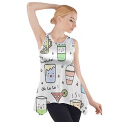 Drinks Cocktails Doodles Coffee Side Drop Tank Tunic by Apen