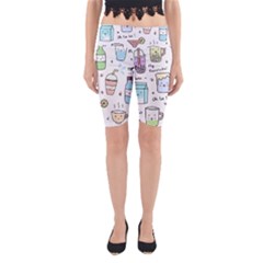 Drinks Cocktails Doodles Coffee Yoga Cropped Leggings by Apen
