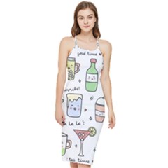 Drinks Cocktails Doodles Coffee Bodycon Cross Back Summer Dress by Apen
