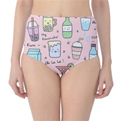 Drink Cocktail Doodle Coffee Classic High-waist Bikini Bottoms by Apen