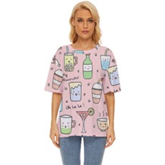 Drink Cocktail Doodle Coffee Oversized Basic T-shirt by Apen