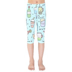 Drinks Cocktails Doodle Coffee Kids  Capri Leggings  by Apen