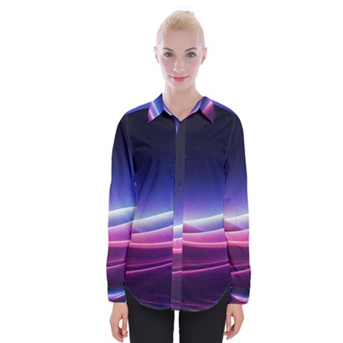 Cosmic Galaxy Quantum Art Nature Womens Long Sleeve Shirt by Ravend