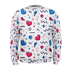 Hearts Seamless Pattern Memphis Style Men s Sweatshirt by Grandong