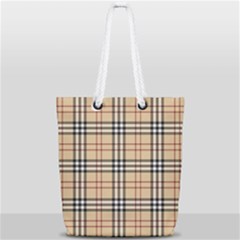 Burberry, Checker, Clothes, Fashion, Pattern Full Print Rope Handle Tote (small) by nateshop