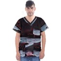 Artistic Creepy Dark Evil Fantasy Halloween Horror Psychedelic Scary Spooky Men s V-Neck Scrub Top View1