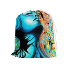 Color Detail Dream Fantasy Neon Psychedelic Teaser Drawstring Pouch (xl) by Sarkoni
