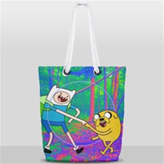 Jake And Finn Adventure Time Landscape Forest Saturation Full Print Rope Handle Tote (small) by Sarkoni
