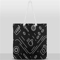 Coffee Background Full Print Rope Handle Tote (large) by Bedest