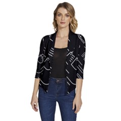 Coffee Background Women s Draped Front 3/4 Sleeve Shawl Collar Jacket by Bedest