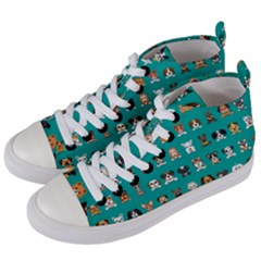 Different Type Vector Cartoon Dog Faces Women s Mid-top Canvas Sneakers by Bedest