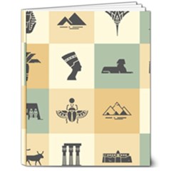 Egyptian Flat Style Icons 8  X 10  Hardcover Notebook by Bedest