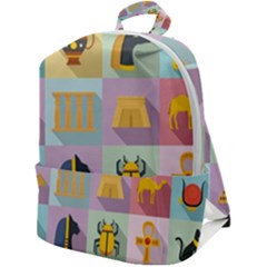 Egypt Icons Set Flat Style Zip Up Backpack by Bedest