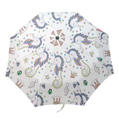 Seamless Pattern Cute Unicorn Cartoon Hand Drawn Folding Umbrellas by Bedest