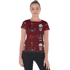 Tattoo Old School Background Pattern Short Sleeve Sports Top  by Bedest