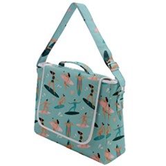 Beach Surfing Surfers With Surfboards Surfer Rides Wave Summer Outdoors Surfboards Seamless Pattern Box Up Messenger Bag by Bedest