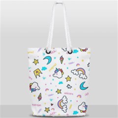 Unicorns Rainbows Seamless Pattern Full Print Rope Handle Tote (small) by Bedest