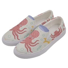 Underwater Seamless Pattern Light Background Funny Men s Canvas Slip Ons by Bedest