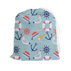 Nautical Marine Symbols Seamless Pattern Drawstring Pouch (2xl) by Hannah976