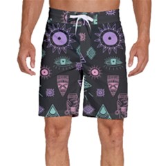 Vintage Seamless Pattern With Tribal Art African Style Drawing Men s Beach Shorts by Hannah976
