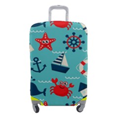 Seamless Pattern Nautical Icons Cartoon Style Luggage Cover (small) by Hannah976
