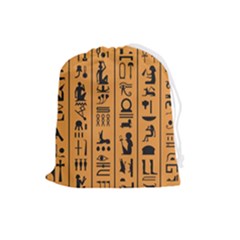 Egyptian Hieroglyphs Ancient Egypt Letters Papyrus Background Vector Old Egyptian Hieroglyph Writing Drawstring Pouch (large) by Hannah976