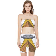 Unidentified Flying Object Ufo Under The Pyramid Stretch Shorts And Tube Top Set by Sarkoni