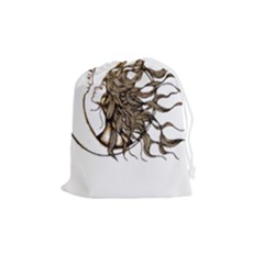 Psychedelic Art Drawing Sun And Moon Head Fictional Character Drawstring Pouch (medium) by Sarkoni