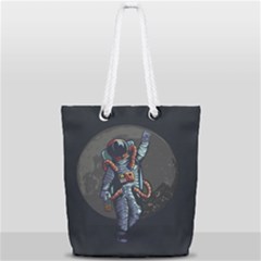 Illustration Drunk Astronaut Full Print Rope Handle Tote (small) by Bedest