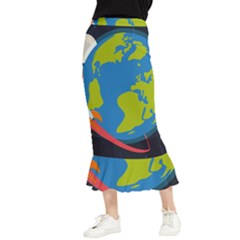 Spaceship Design Maxi Fishtail Chiffon Skirt by Bedest