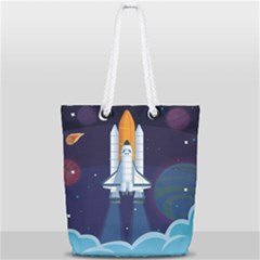 Spaceship Milkyway Galaxy Full Print Rope Handle Tote (small) by Bedest