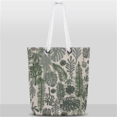 Plants Leaves Boho Botany Foliage Full Print Rope Handle Tote (small) by Bedest